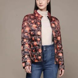 Label Ritu Kumar Maroon & Black Floral Puffer Jacket-picture-44