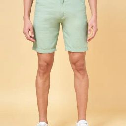 Byford by Pantaloons Green Linen Slim Fit Shorts-picture-12