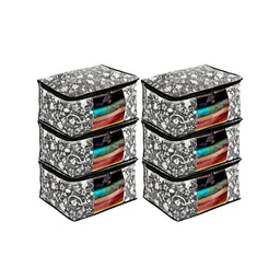 Kuber Industries Set of 6 Black & Beige Metallic Printed Clothes Organisers-18