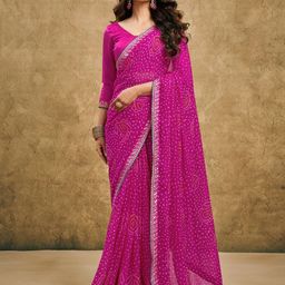DIVASTRI Bandhani Gotta Patti Pure Georgette Bandhani Saree-image-89