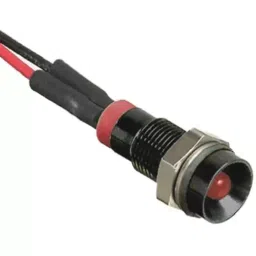 RS PRO Red Panel Mount Indicator 2V DC, Mounting Hole Size 6 mm, Termination Type Lead Wires, IP Rating IP67, Model No 7227722-29