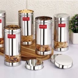 HAZEL Silver Stainless Steel Medium Container (0.5 L) - Set of 4-23