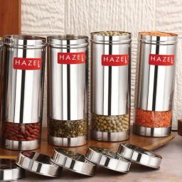HAZEL Silver Stainless Steel Large Container (0.6 L) - Set of 4-40