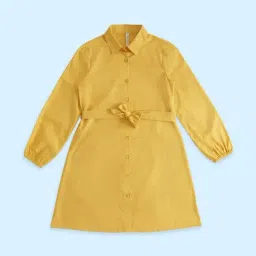 Pantaloons Junior Yellow Cotton Regular Fit Full Sleeves Dress-picture-2