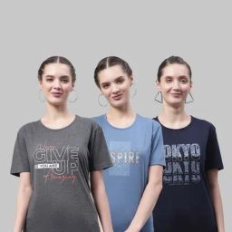 Vimal Jonney Grey & Blue Cotton Printed Sports T-Shirt - Pack Of 3-image-32