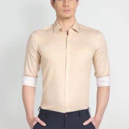 Arrow Beige Cotton Slim Fit Printed Shirt-picture-31