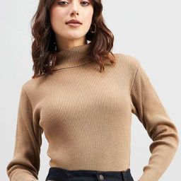 Moda Rapido Women Turtle Neck Pockets Slim Fit T-shirt-picture-39