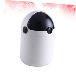 STOBOK 1pcs Table Garbage Bin Cute Garbage Can with Lid Tiny Trash Can for Desk Desktop Trash Can with Lid Mini Waste Can Mini Desk Trash Can Black Bin Office Multifunction Trash Basket image 3
