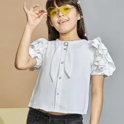 Peppermint Girls Puff Sleeves Regular Crop Top-picture-50