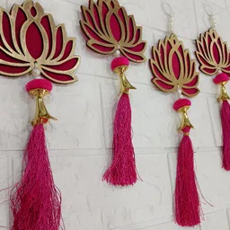 Nutts MDF Lotus Set Of 6 Red Lotus Wall Hanging image 4