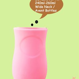 THE LITTLE LOOKERS Glass Feeding Bottle Protection Silicone Cover For Wide Neck And Avent Feeder Pink - Fits 240 To 260 ml-14