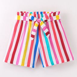 CrayonFlakes Roman Striped Belted Shorts - Multi Colour-image-68