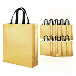 Evafly Gift Bags Reusable Shopping Bag with Handle Carry Bag Pack Of 10 - Gold-image-12