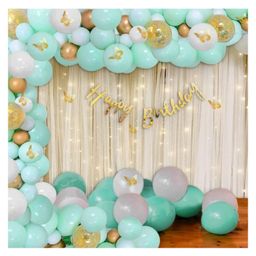 Bubble Trouble Butterfly theme Birthday Decoration Items kit Pastel Green Balloons- Pack of 78-34