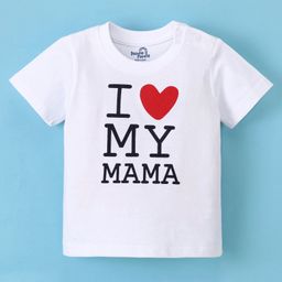 Doodle Poodle 100% Cotton Half Sleeve I Love My Mama Printed T-Shirt - White-picture-33