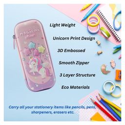 YAMAMA 3D Unicorn Theme Premium Design Multi-function Pencil Bag Case Adorable Student Stationery Handheld Storage Case Bag EVA Material Pencil Box Pouch For Kids  Multicolor-picture-28