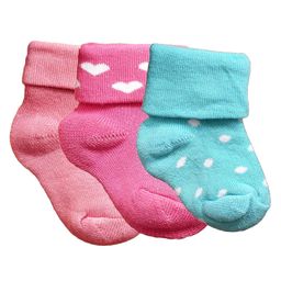 NEXT2SKIN Pack Of 3 Polka Dots & Hearts Detailed Soft Cotton Socks - Peachy Pink Deep Pink: & Sky Blue-picture-28
