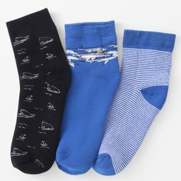 Pine Kids Knitted Silvadur Antimicrobial Ankle Length Striped Socks - Pack of 3 ( Color May Vary )-image-96