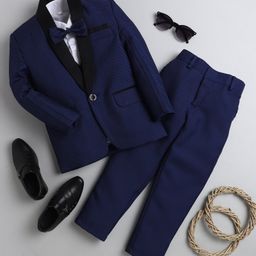 Jeet Ethnics Full Sleeves Self Designed 4 Piece Coordinating Party Suit - Navy Blue-image-37