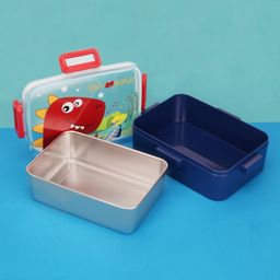 KIDLINGSS Single Compartment Dinosaur Print Insulated Lunch Box - Red-10