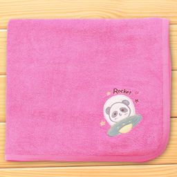 Pink Rabbit Terry Knit Towel with Bear & Rocket Print L 79 x B 82 cm - Pink-image-33