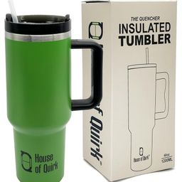 House of Quirk Quencher 1.2 litre Stainless Steel Double Vacuum Insulated Tumbler with Lid and Straw for Hot and Cold Beverages-Forest-image-11