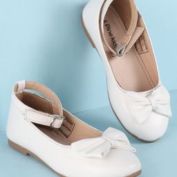 Pine Kids Ballerina With Bow Applique & Buckle Closure - White-picture-42