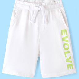 Pine Kids Looper Knit Above Knee Length Shorts With Text Print - White-image-82