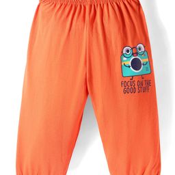 Tango Single Jersey Knit Lounge Pants With Focus On Good Stuff Text Print - Orange-picture-6