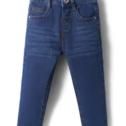 Babyhug Cotton Denim Full Length Washed Jeans With Stretch - Blue-picture-45