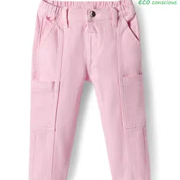 Babyoye Cotton Woven Full Length Over Dyed Jeans With Pockets - Pink-picture-0