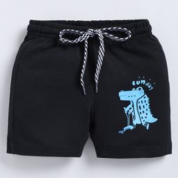 Parrot Crow Cotton Knit Crocodile Printed Shorts - Black-image-62