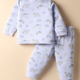 Zero Interlock Knit Full Sleeves Co-Ord Night Suit with Animal Print - Lavender-picture-16