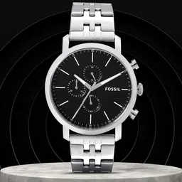 Fossil Men Black Analogue 44MM Luther Chronograph Watch BQ2328-36