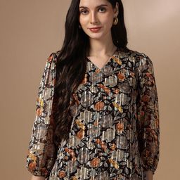FASHION DREAM Women Floral Print Puff Sleeve Georgette Top-image-83