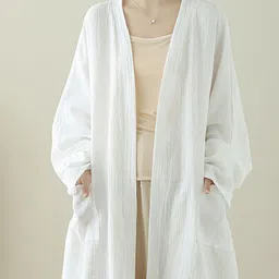 StyleCast x Revolte Cotton Longline Open Front Shrug-56