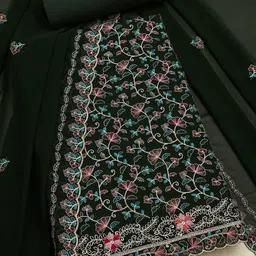 Soch Floral Embroidered Thread Work Silk Georgette Unstitched Dress Material-image-67