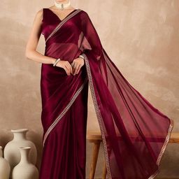 VELVINE Embroidered Pure Georgette Chanderi Saree-image-6