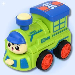 SVE Inertia Baby Toy Train | Collision Transforming Toy Train | Push and Go Kids Inertia Vehicle Pack of 2  Blue and Green image 5