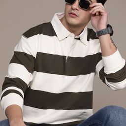 Roadster Men Striped Relaxed Fit Polo Collar T-shirt-image-49