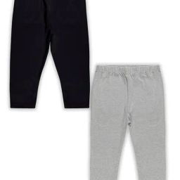 Kiddopanti Kids Black & Grey Melange Solid Leggings (Pack Of 2)-image-77