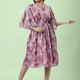Honey by Pantaloons Dusty Pink & Purple Floral Print A-Line Dress-picture-22