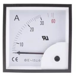 RS PRO Analogue Panel Ammeter 0-60 A AC Moving Iron, 9010368-19