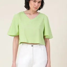 Fabindia Green Cotton Crop Top-picture-15