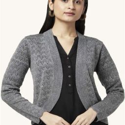 Rangmanch by Pantaloons Grey Self Pattern Shrug-image-54