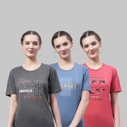 Vimal Jonney Grey & Blue Cotton Printed Sports T-Shirt - Pack Of 3-image-36