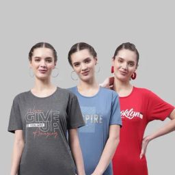 Vimal Jonney Grey & Blue Cotton Printed Sports T-Shirt - Pack Of 3-image-31