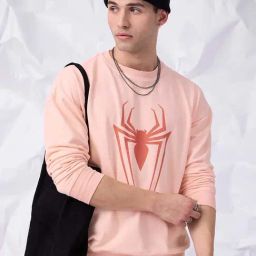 The Souled Store Spider-Man: The Spider Light Pink Loose Fit Oversized Sweatshirt-picture-8