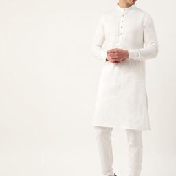 Manyavar Men White Solid Kurta with Churidar-picture-20