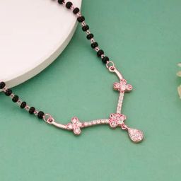 GIVA 92.5 Sterling Silver Rose Gold Harmony Drop Mangalsutra-image-41